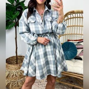 Perfectly Priscilla Stacyann Button Down Plaid Flare Dress Size 1X